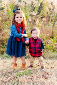 Brother and sister posing for family photos with Ron Schroll Photography at Bridge to Antiquity in Davidson, NC