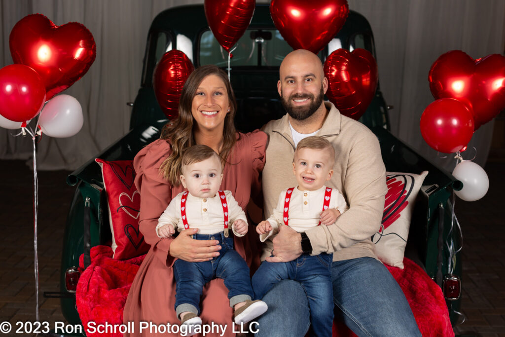 Valentine's Day photos for the Cohn family with Ron Schroll Photography at Pleasant Grove Farm Venue in Charlotte NC